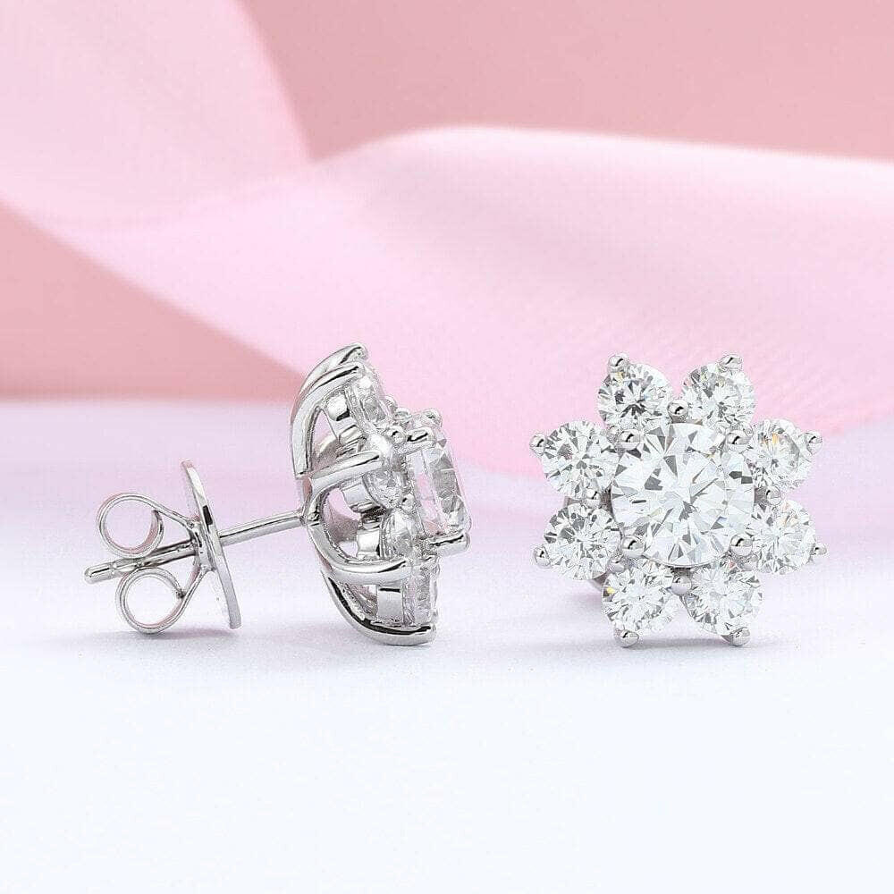 Snowflake Shaped 1.0 ct Diamond Stud Earrings-Evani Naomi Jewelry