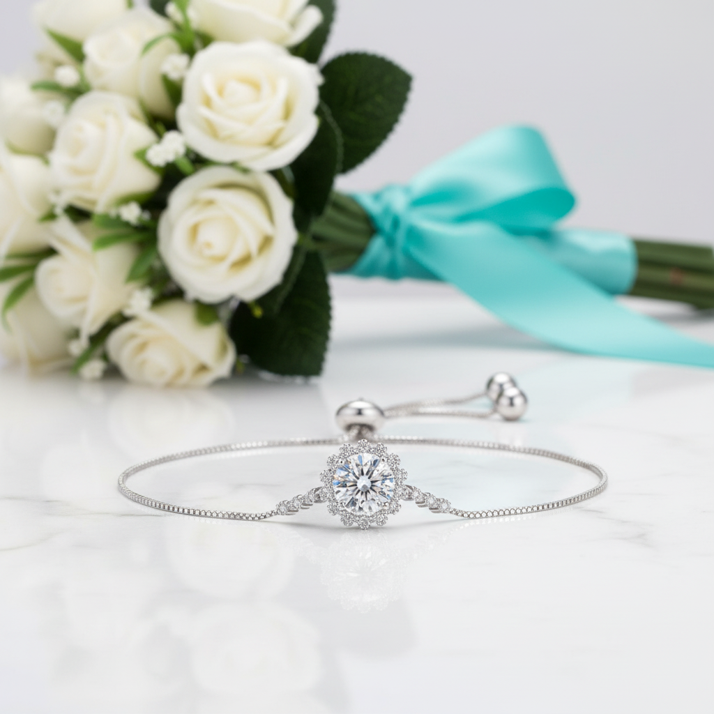 Snowflake Shaped Round-cut Diamond Bracelet-Evani Jewelry