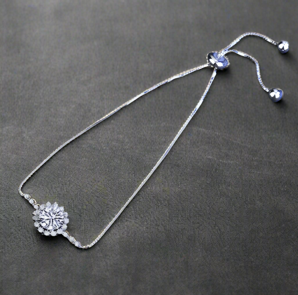 Snowflake Shaped Round-cut Diamond Bracelet-Evani Naomi Jewelry