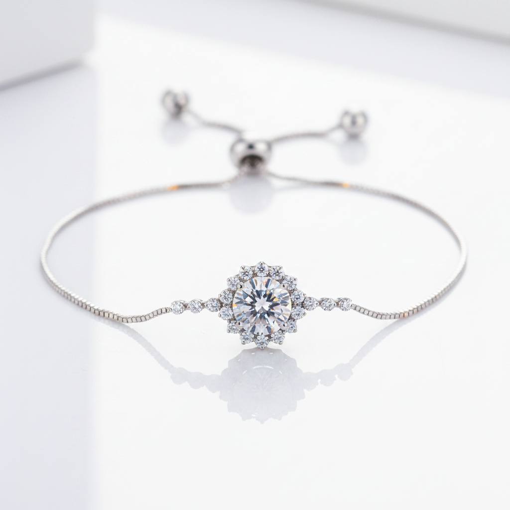 Snowflake Shaped Round-cut Diamond Bracelet-Evani Jewelry