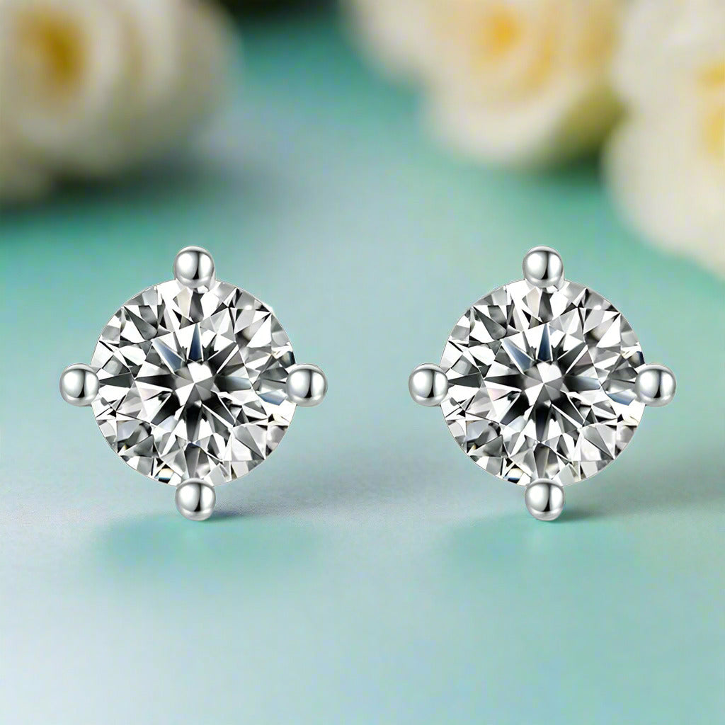 Sparkling 4-prong 1.0 ct Diamond Stud Earrings-Evani Naomi Jewelry