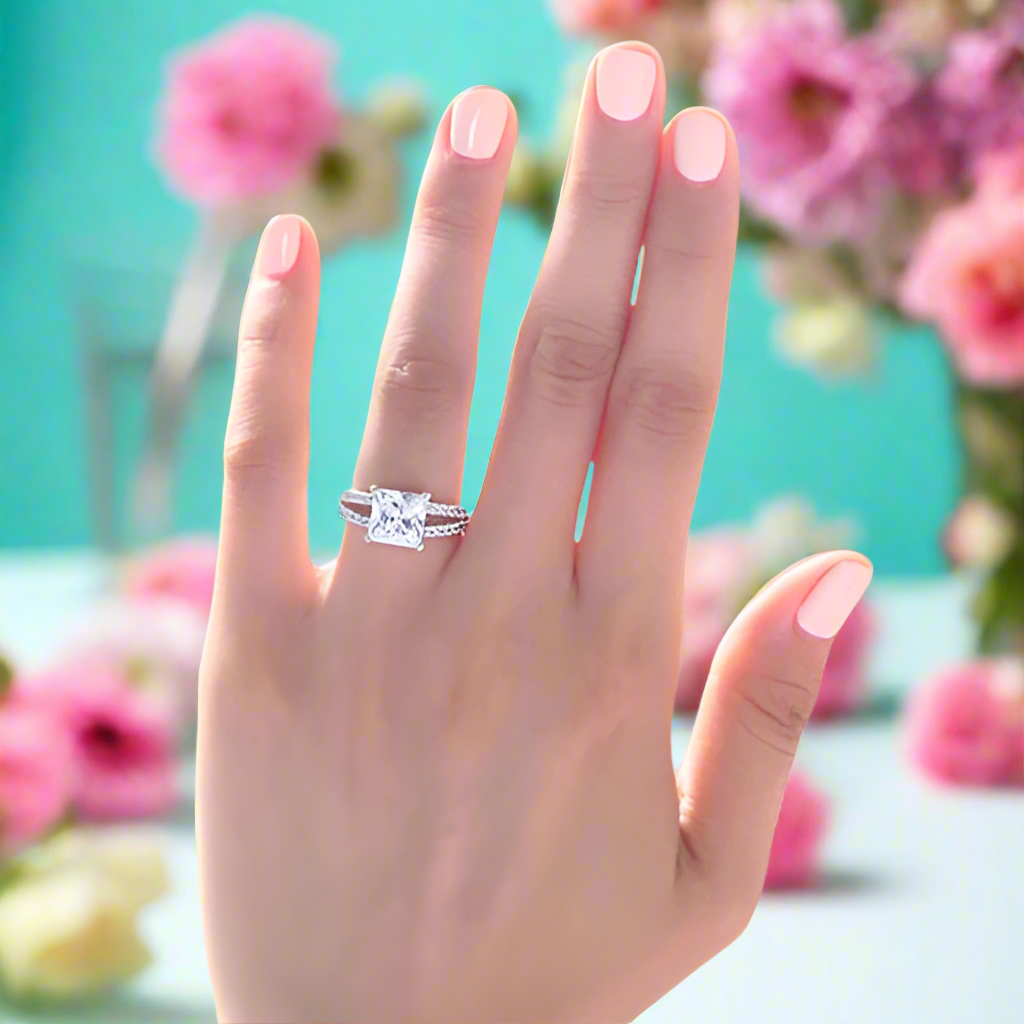 Split Shank 2.00 ct Princess-cut Diamond Engagement Ring-Evani Naomi Jewelry