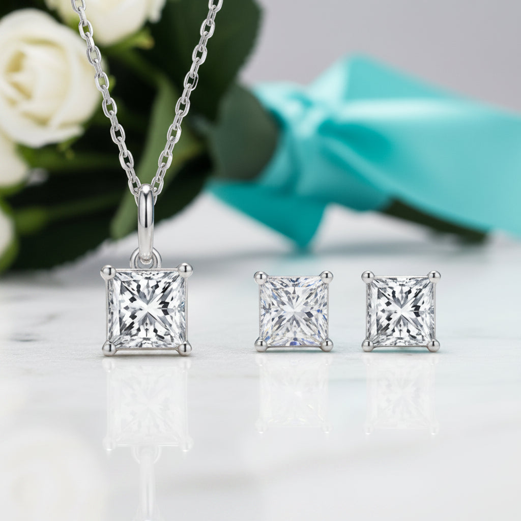 Square-cut 1.0 ct Diamond Jewelry Set-Evani Jewelry