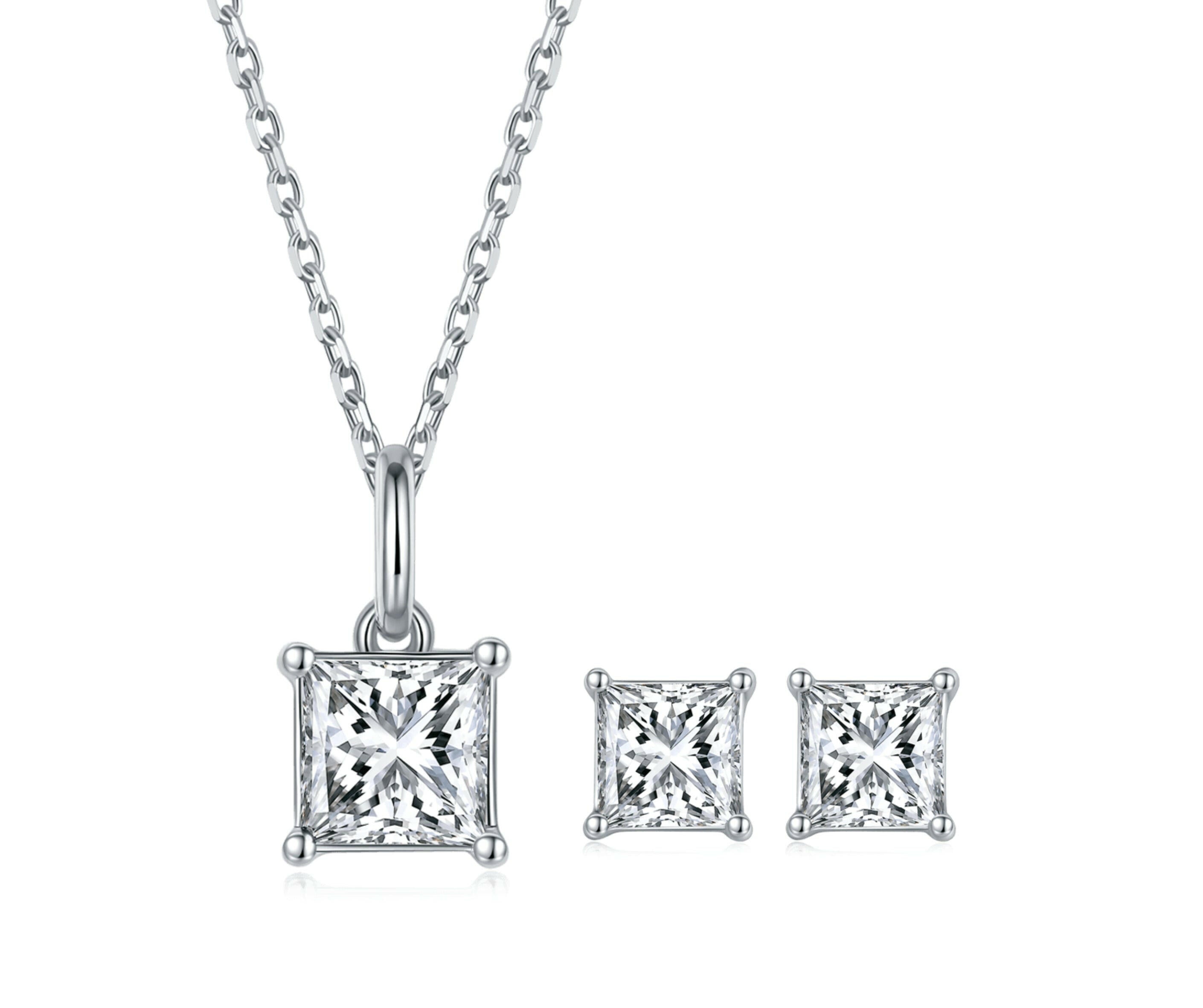 Square-cut 1.0 ct Diamond Jewelry Set-Evani Naomi Jewelry