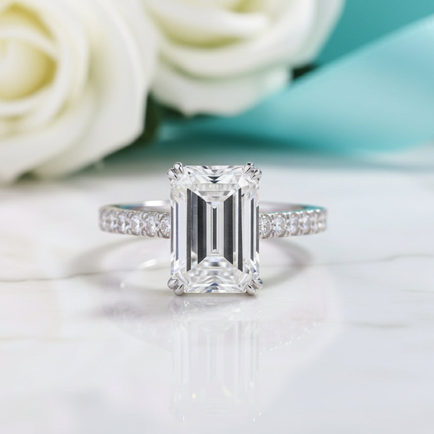 Stunning 3.0 ct Emerald Cut Diamond Engagement Ring-Evani Jewelry