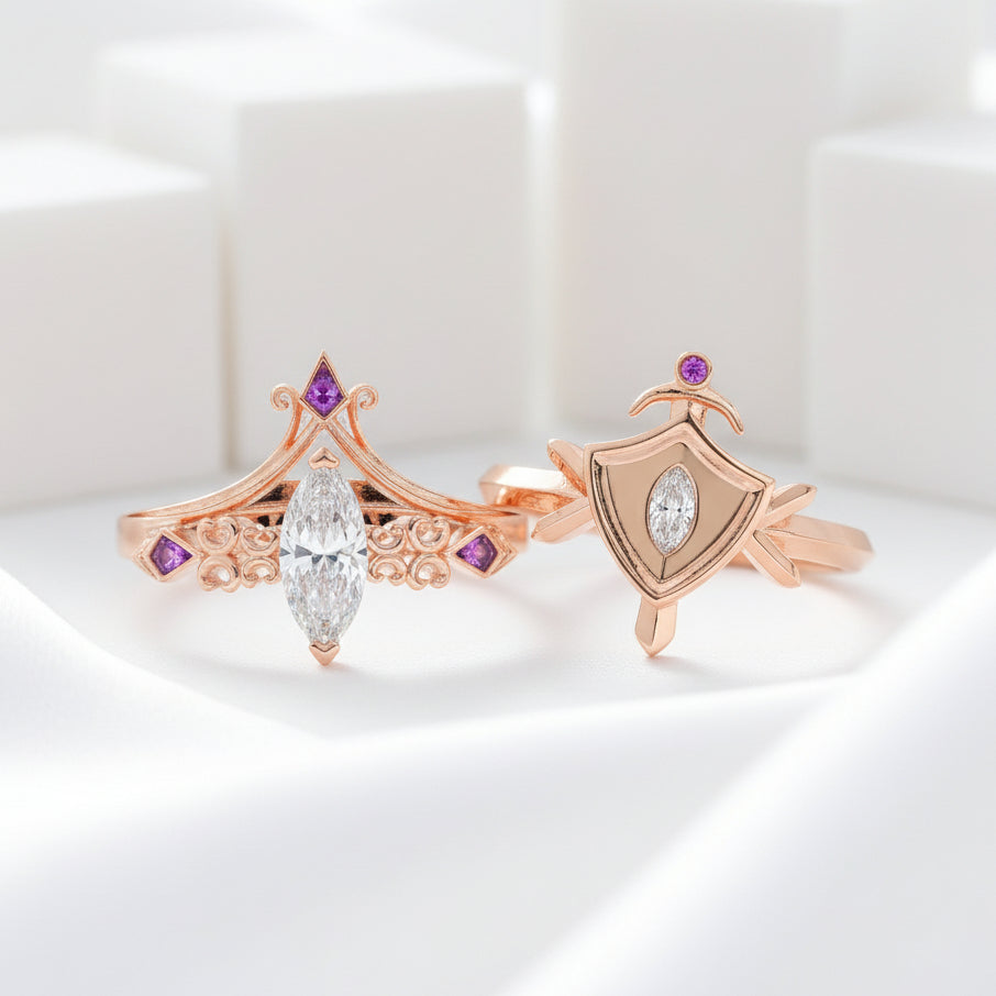 Two-piece Diamond Ring Set (Women) in 14k Yellow Gold-Evani Jewelry