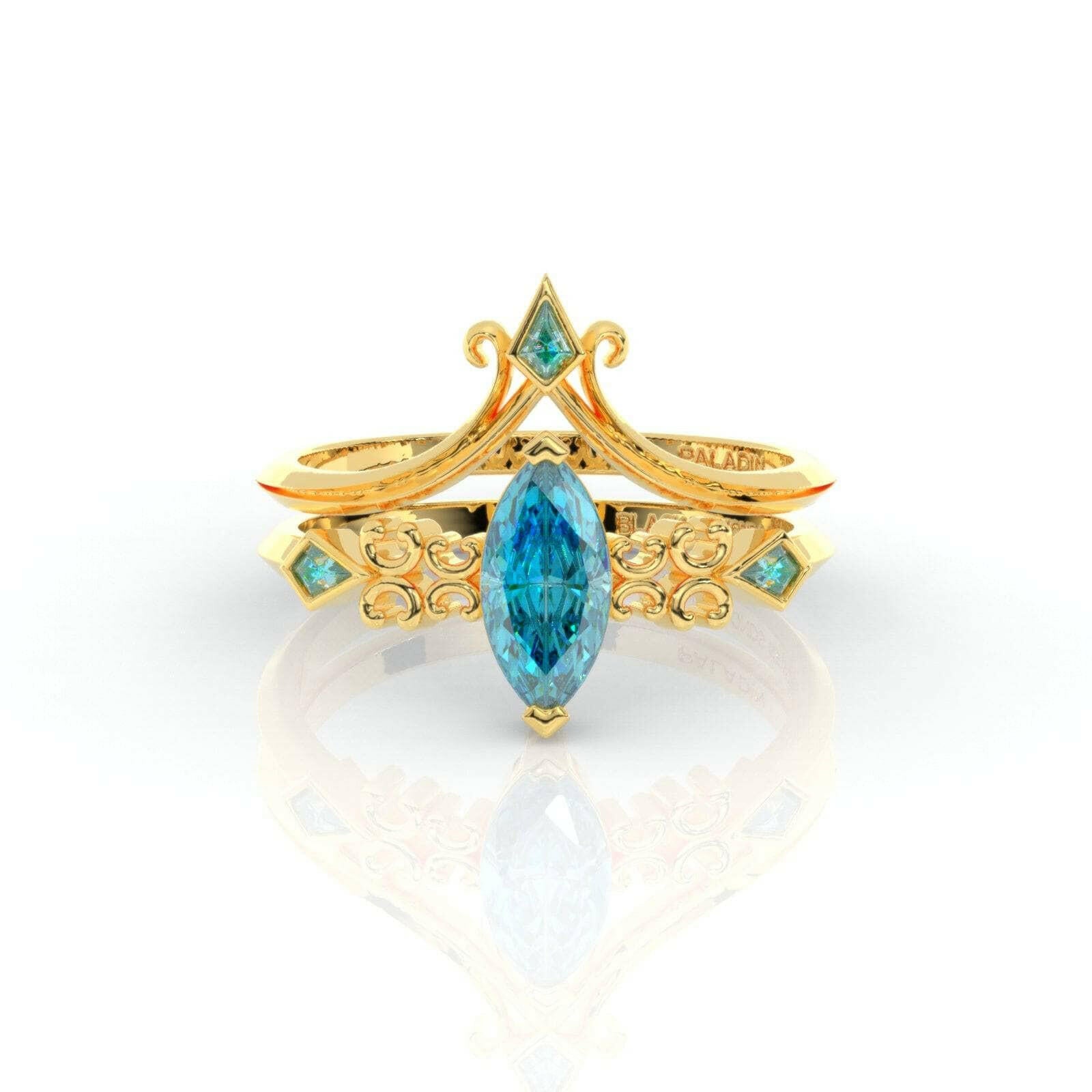 Paladin's 2-piece Ring Set (Women)- Video Game Inspired Rings in 14k Yellow Gold-Evani Naomi Jewelry