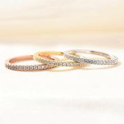 Three Pieces Full Eternity Stackable Wedding Band Set-Evani Naomi Jewelry