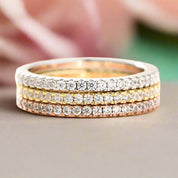 Three Pieces Full Eternity Stackable Wedding Band Set-Evani Naomi Jewelry