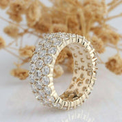 Three Rows Diamond Full Eternity Wedding Band-Evani Naomi Jewelry