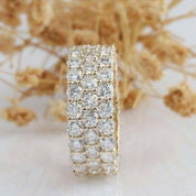 Three Rows Diamond Full Eternity Wedding Band-Evani Naomi Jewelry