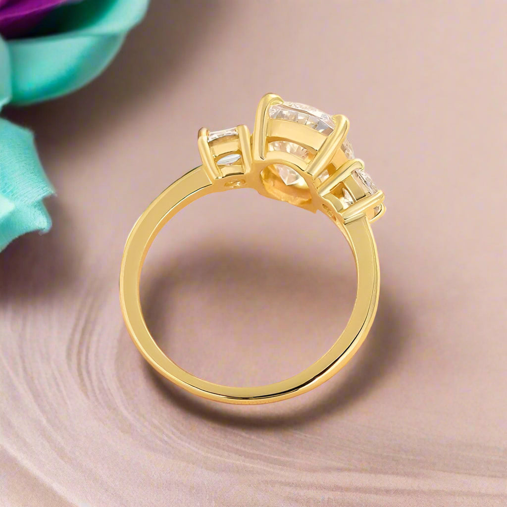 Three Stone 14k Yellow Gold Engagement Ring-Evani Naomi Jewelry