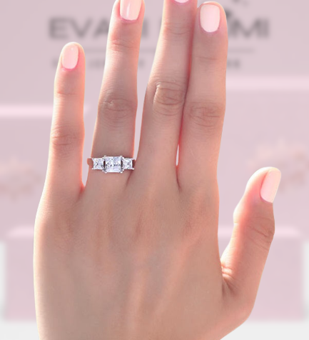 Three Stone 1.50 ct Princess-cut Diamond Ring-Evani Naomi Jewelry