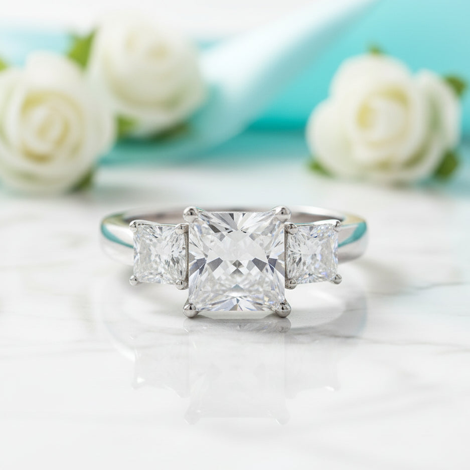 1.50 ct Three Stone Princess-cut Diamond OptionRing