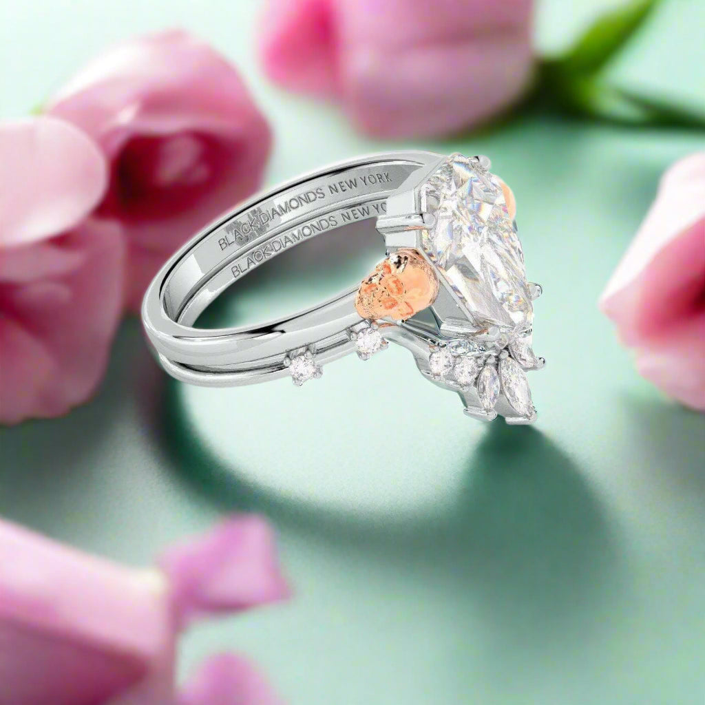 True Love Gothic Wedding Rings in 14k White Gold Limited Coffin Cut Diamond-Evani Naomi Jewelry