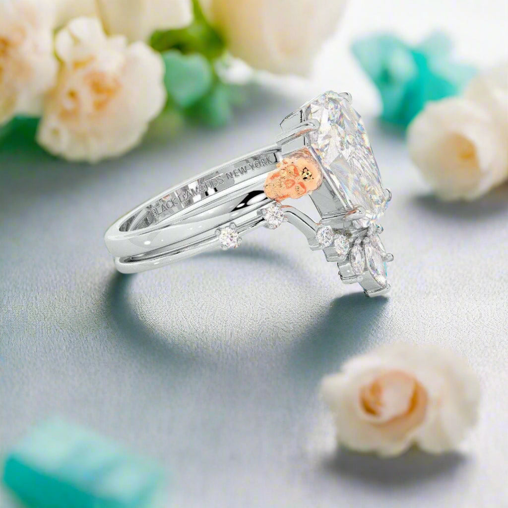 True Love Gothic Wedding Rings in 14k White Gold Limited Coffin Cut Diamond-Evani Naomi Jewelry