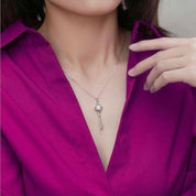 Twinkle 1.0 ct Diamond Necklace with Key Shaped Pendant-Evani Naomi Jewelry