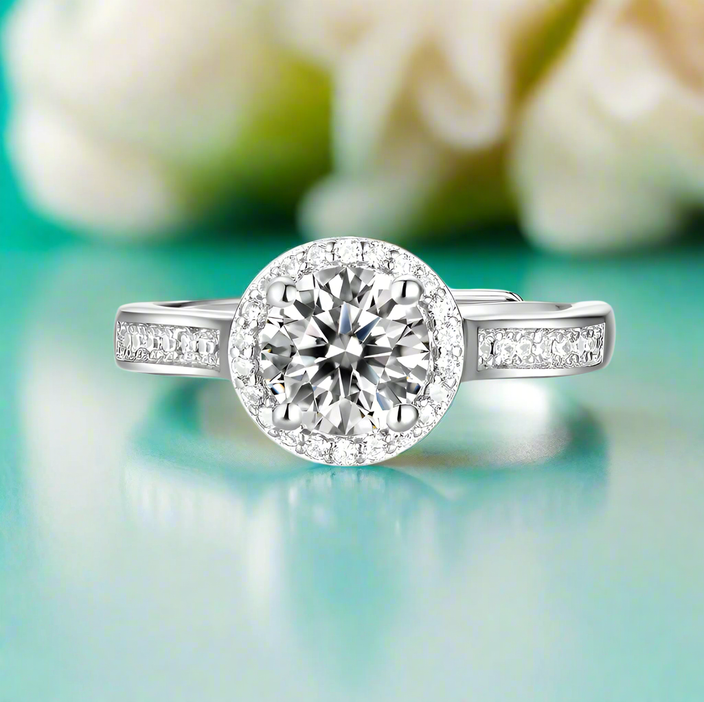 Twinkle 1.00 ct Diamond Halo Adjustable Engagement Ring-Evani Jewelry