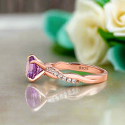 Twist Round Cut 1.25ct Amethyst Purple Rose Gold Promise Ring-Evani Naomi Jewelry