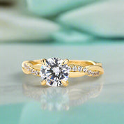 Twist Yellow Gold 1.25 Ct Round Cut Promise Ring-Evani Naomi Jewelry