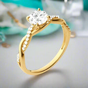 Twist Yellow Gold 1.25 Ct Round Cut Promise Ring-Evani Naomi Jewelry