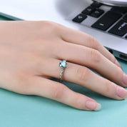 Twisted 1.00 ct Round Green Diamond Engagement Ring-Evani Naomi Jewelry