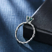 Twisted 1.00 ct Round Green Diamond Engagement Ring-Evani Naomi Jewelry