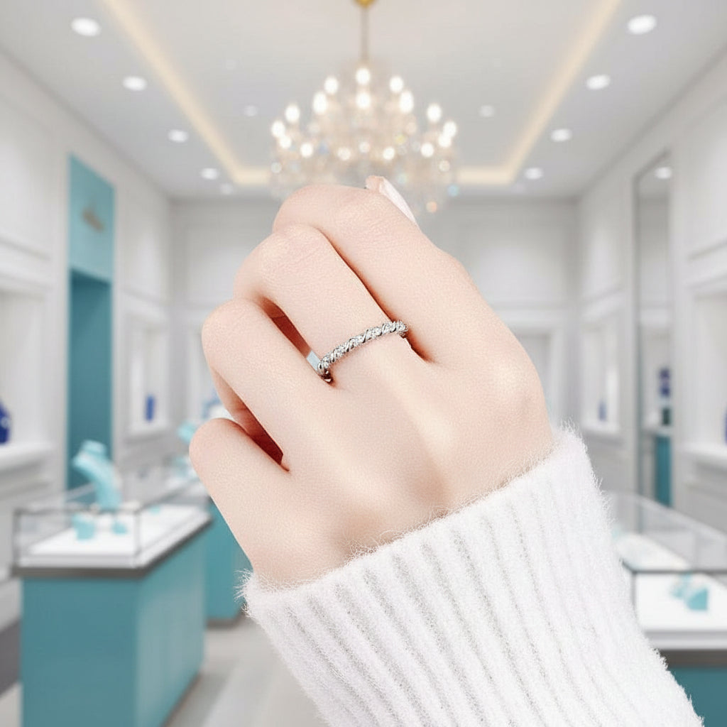 Twisted Eternity Stackable Diamonds Wedding Band-Evani Jewelry