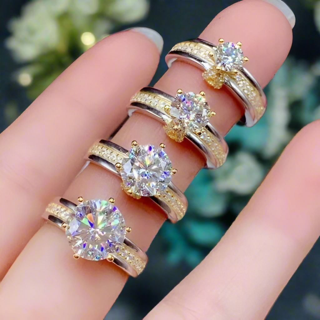 Two-Tone 14k Gold Round Cut Engagement Ring-Evani Naomi Jewelry