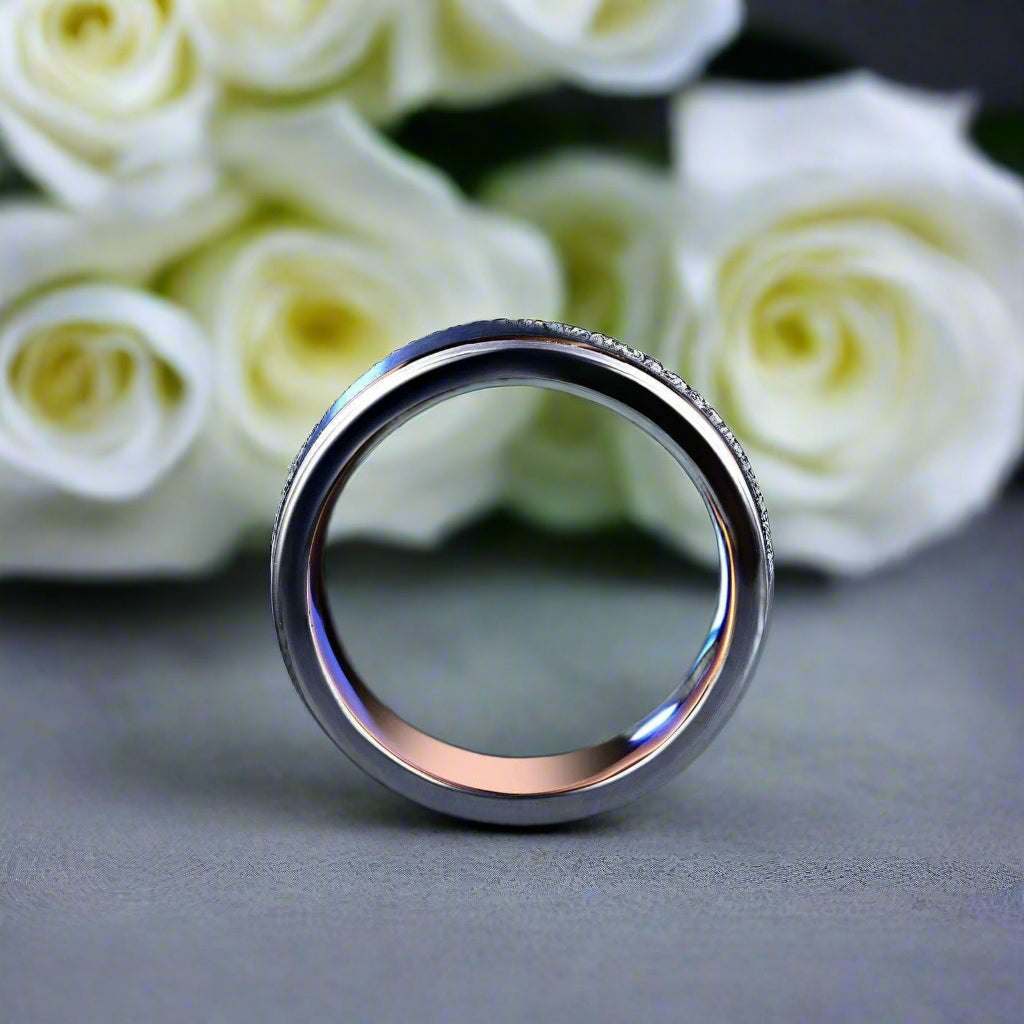 Two-tone Tungsten Carbide Multi Color Wedding Band-Evani Naomi Jewelry