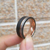 Two-tone Tungsten Carbide Multi Color Wedding Band-Evani Naomi Jewelry