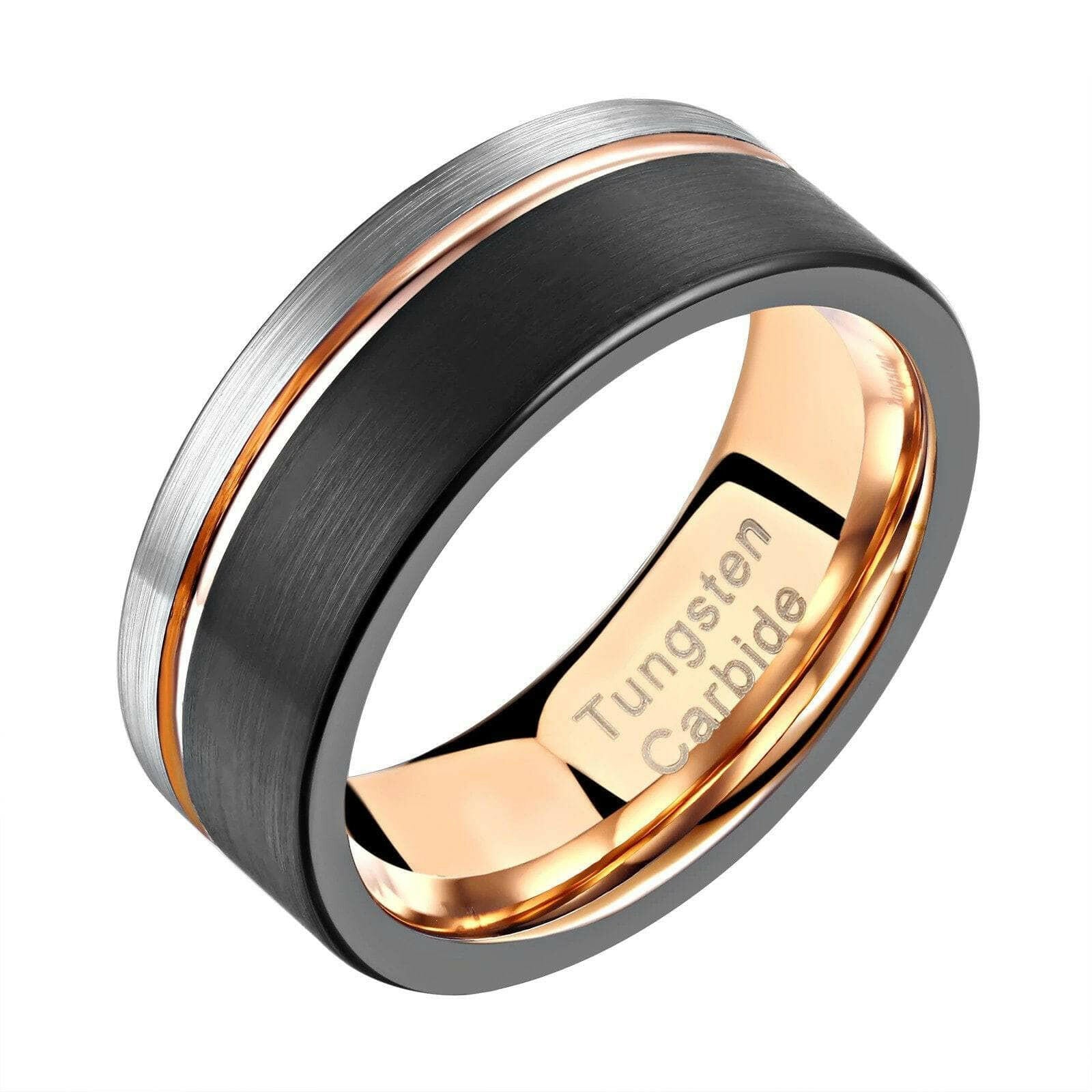 Two-tone Tungsten Carbide Multi Color Wedding Band-Evani Naomi Jewelry