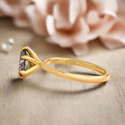 Unique Round Cut Alexandrite Yellow Gold Engagement Ring-Evani Naomi Jewelry