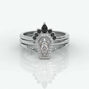 Until Death Wedding Rings in Bezeled Rare Coffin-cut Diamond-Evani Naomi Jewelry