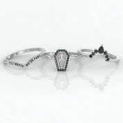 Until Death Wedding Rings in Bezeled Rare Coffin-cut Diamond-Evani Naomi Jewelry
