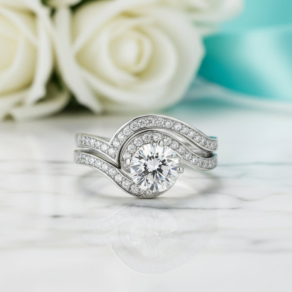 Vintage 1.25 ct Diamond Bridal Ring Set-Evani Jewelry