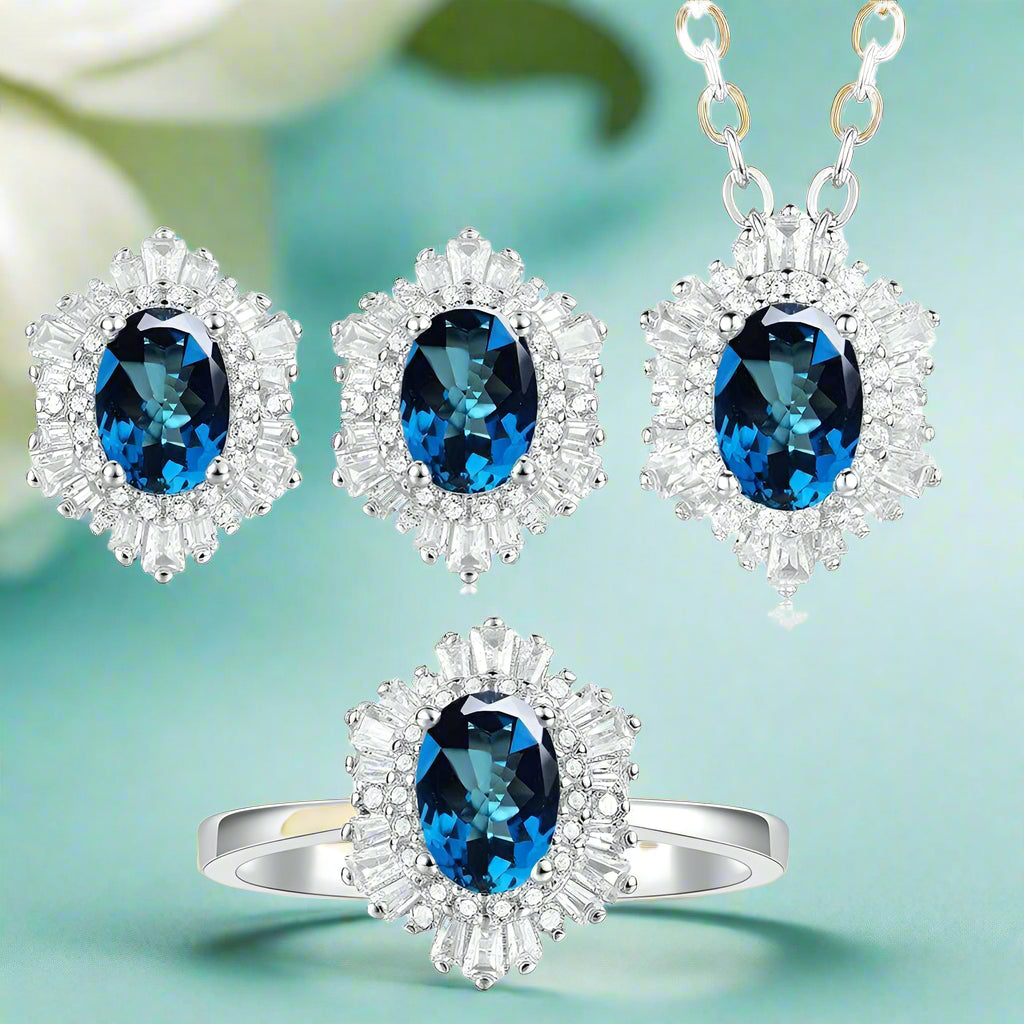 Vintage Oval-cut Diamonds Jewelry Set-Evani Naomi Jewelry