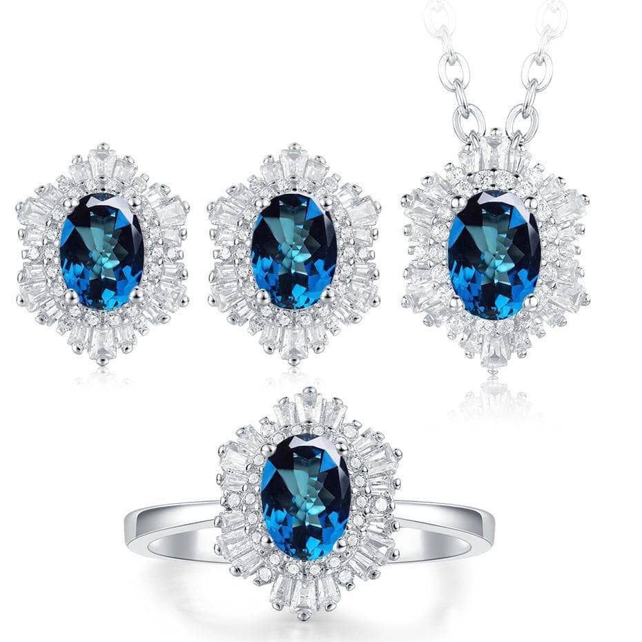 Vintage Oval-cut Tanzanite Birthstone Jewelry Set-Evani Jewelry