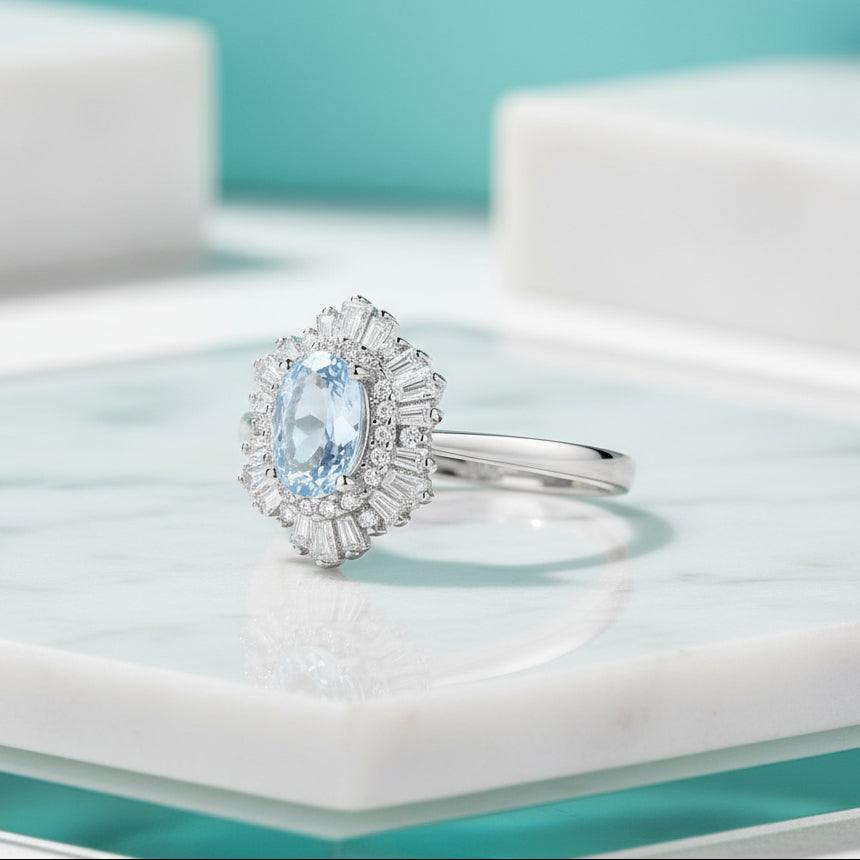 Vintage Oval-cut Aquamarine Jewelry Set-Evani Jewelry