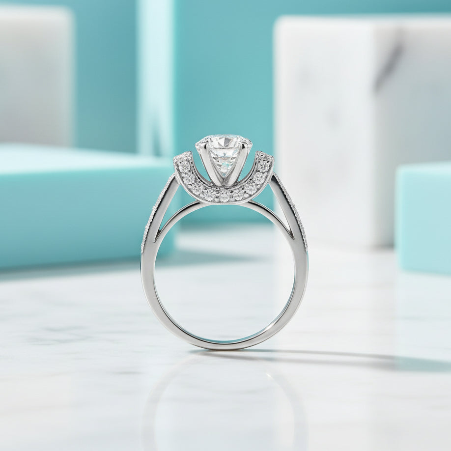 Vintage Round 1.25 ct Diamond Engagement Ring-Evani Jewelry