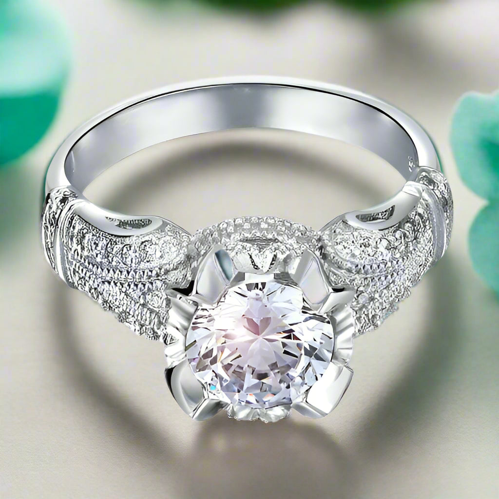 Vintage Style 2.0 Ct Round Cut Engagement Ring-Evani Naomi Jewelry