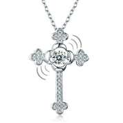 Vintage Style Cross Pendant Dancing Diamond Necklace-Evani Naomi Jewelry