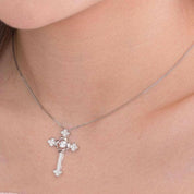 Vintage Style Cross Pendant Dancing Diamond Necklace-Evani Naomi Jewelry