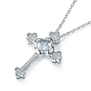 Vintage Style Cross Pendant Dancing Diamond Necklace-Evani Naomi Jewelry