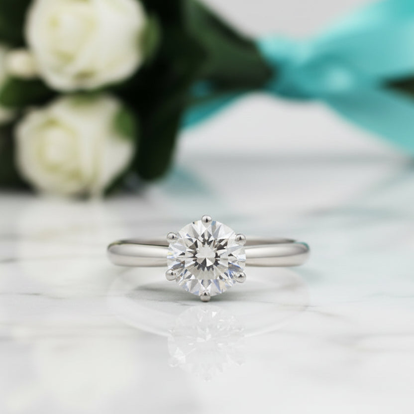 White Gold 1.5ct Round Diamond Engagement Ring-Evani Jewelry