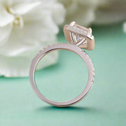 White Gold Halo Radiant Cut Diamond Engagement Ring-Evani Naomi Jewelry