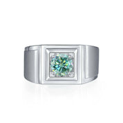 White Gold Men's Ring with 1.0ct Green Diamond-Evani Naomi Jewelry