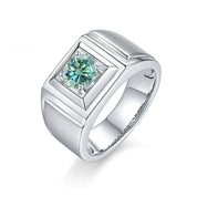 White Gold Men's Ring with 1.0ct Green Diamond-Evani Naomi Jewelry