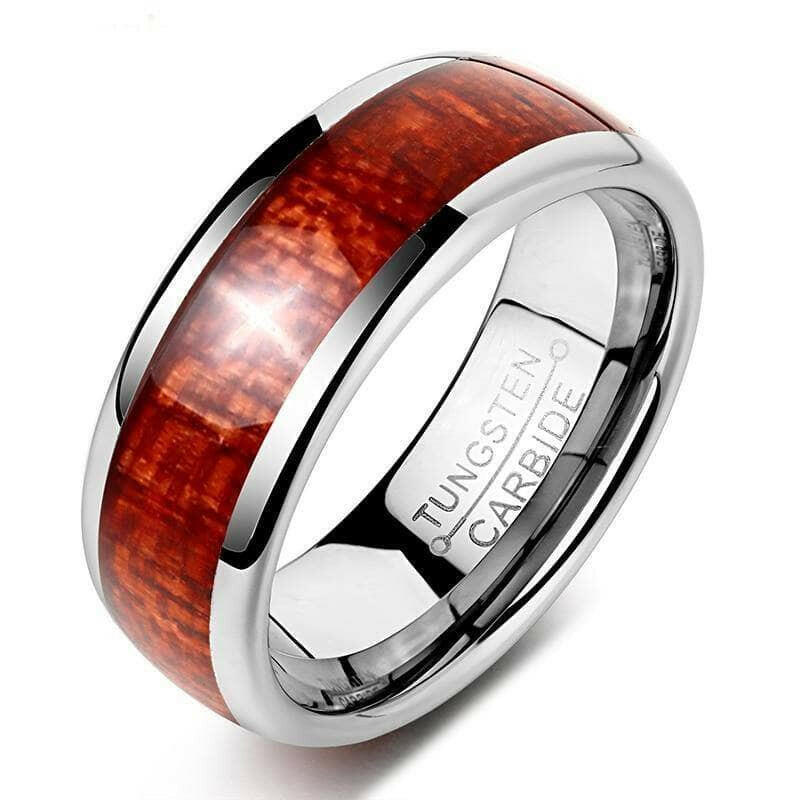 Wood Inlay 8mm Tungsten Wedding Band-Evani Naomi Jewelry
