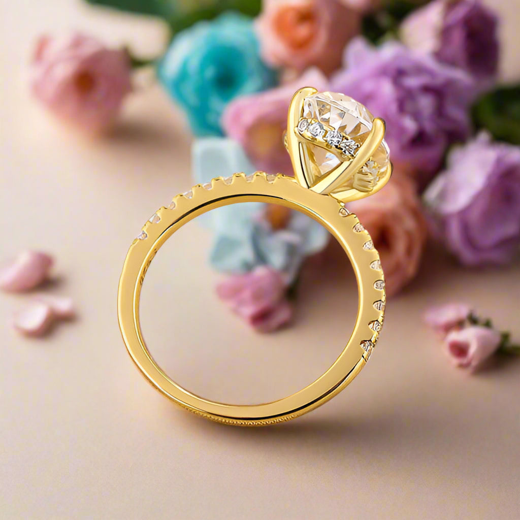 Yellow Gold 3.50 Ct Oval Cut Engagement Ring-Evani Naomi Jewelry